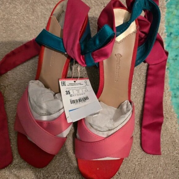 None Shoes - Multi coloured heels with fabric strap